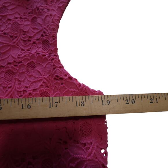Ronni Nicole Pink Lace Sleeveless Dress XL Damask Eyelet Scoop Neck Cottage Boho - Picture 12 of 14